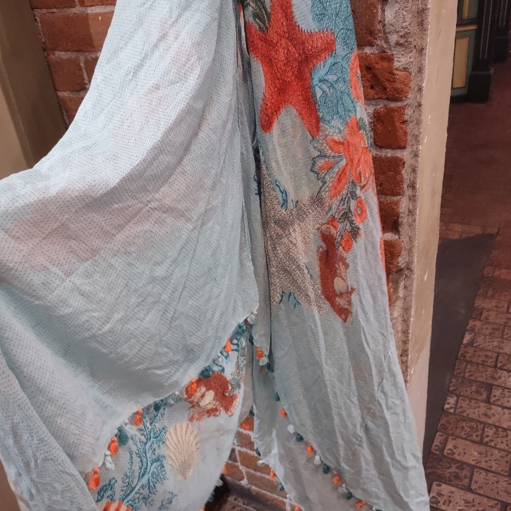 Aratta Cami Dress With Tassel Trim In Ocean View Print - Picture 9 of 11